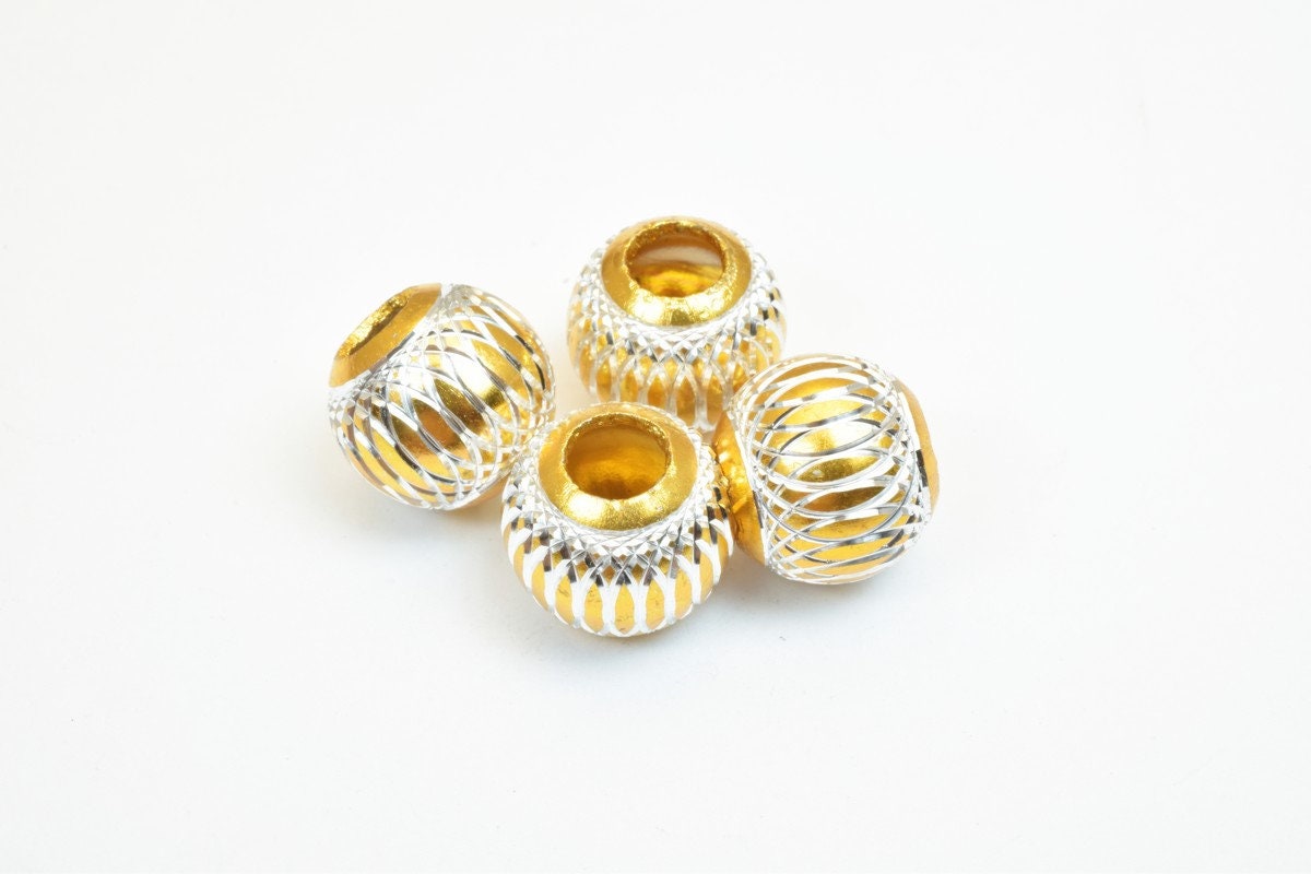 European Large Hole Beads: Mixed Sizes Aluminum Round Spacers - Jewelry Craft Supplies, Big Hole Fit Charms