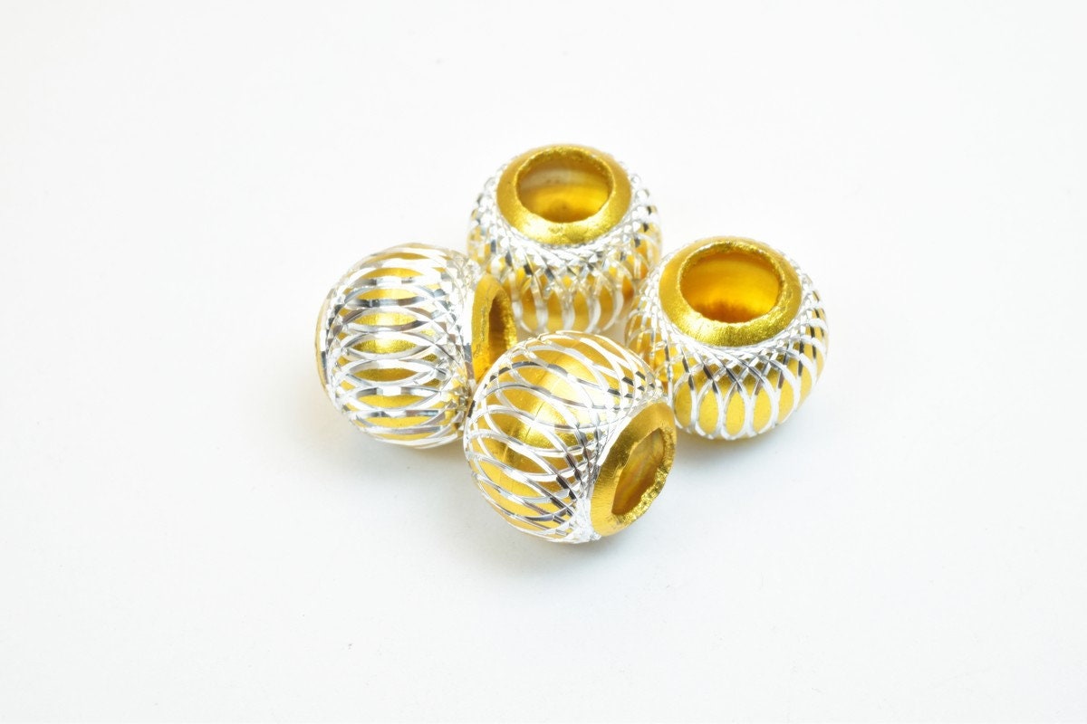 Aluminum Round Beads European Beads With Large Hole Fit Charm European Bracelets or Necklace For Jewelry Making jewelry ma...
