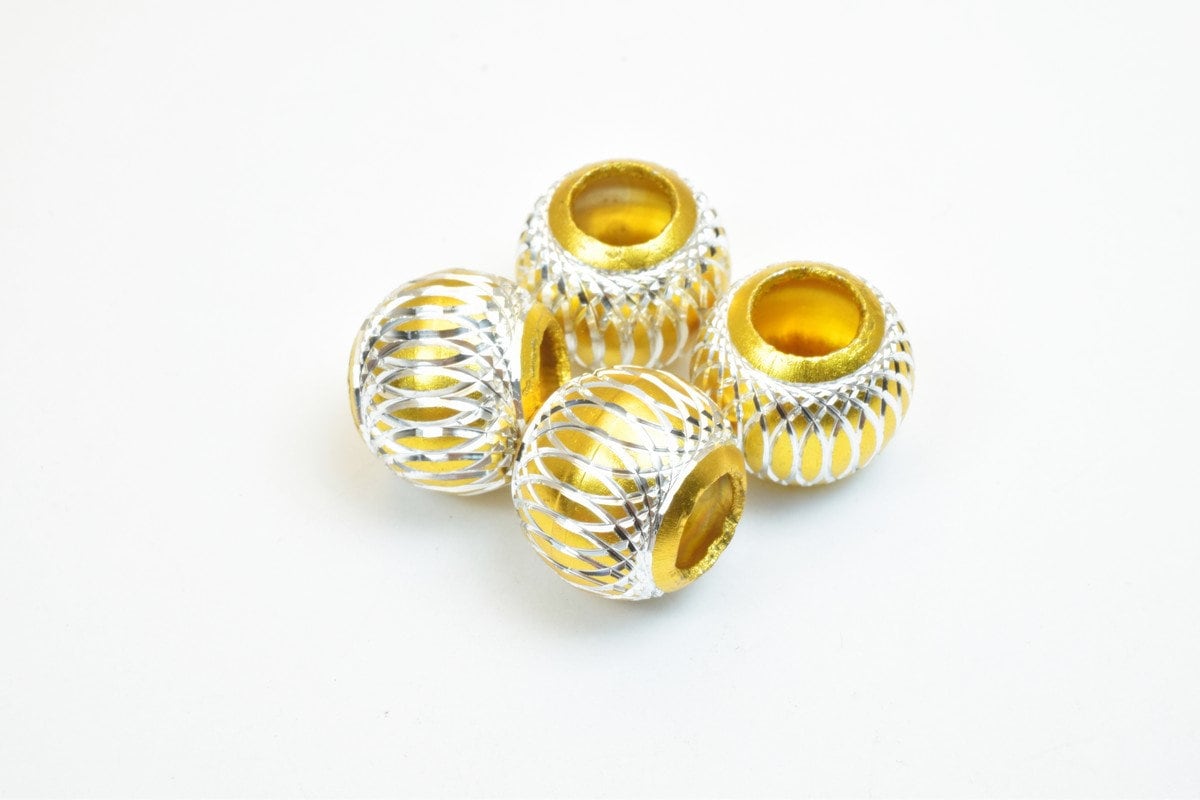European Large Hole Beads: Mixed Sizes Aluminum Round Spacers - Jewelry Craft Supplies, Big Hole Fit Charms