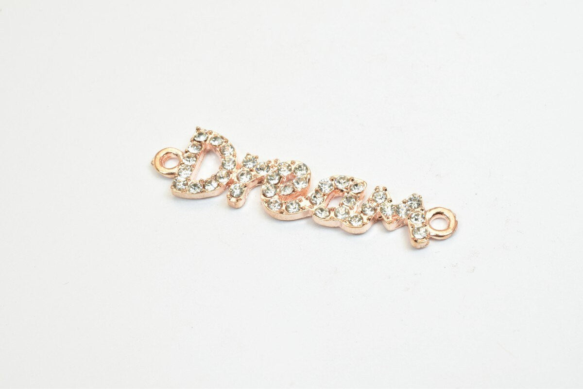 4 PCs Dream Rhinestone Connector Charm Pave Beads Findings Size 40x9mm Thickness 3mm 2 Jump Rings 1mm For Jewelry Making j...