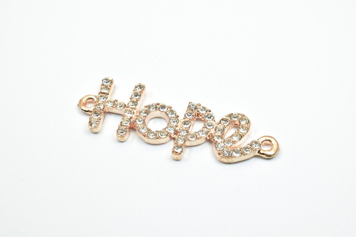 4 PCs Hope Rhinestone Connector Pendant Charm Pave Beads Finding Size 13.5x40mm Thickness 3mm 2 Jump Rings 1mm For Jewelry...