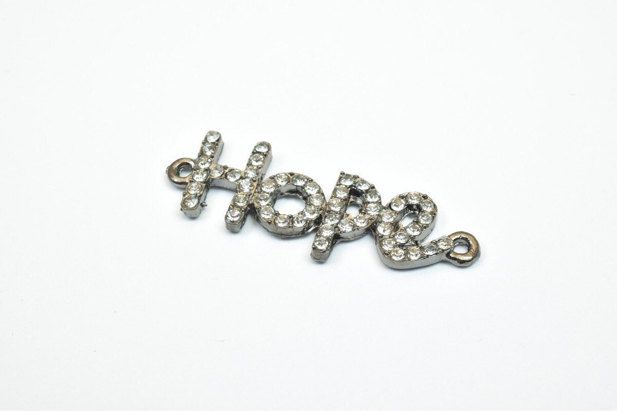 4 PCs Hope Rhinestone Connector Pendant Charm Pave Beads Finding Size 13.5x40mm Thickness 3mm 2 Jump Rings 1mm For Jewelry...
