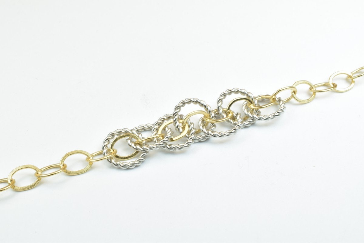18K GF Gold Filled Chain Rhodium Plated Chain Length 7" Inches With Rhodium Rings Size 11mm findings for gold filled jewel...