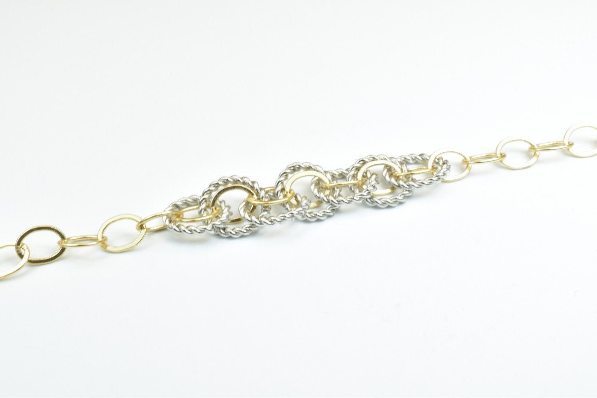 18K GF Gold Filled Chain Rhodium Plated Chain Length 7" Inches With Rhodium Rings Size 11mm findings for gold filled jewel...