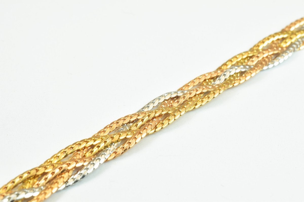 18KGF Gold Filled Chain Rose Gold Rhodium Plated Chain Size 7.5" Inch Width 7mm Thickness 1.5mm findings for gold filled j...