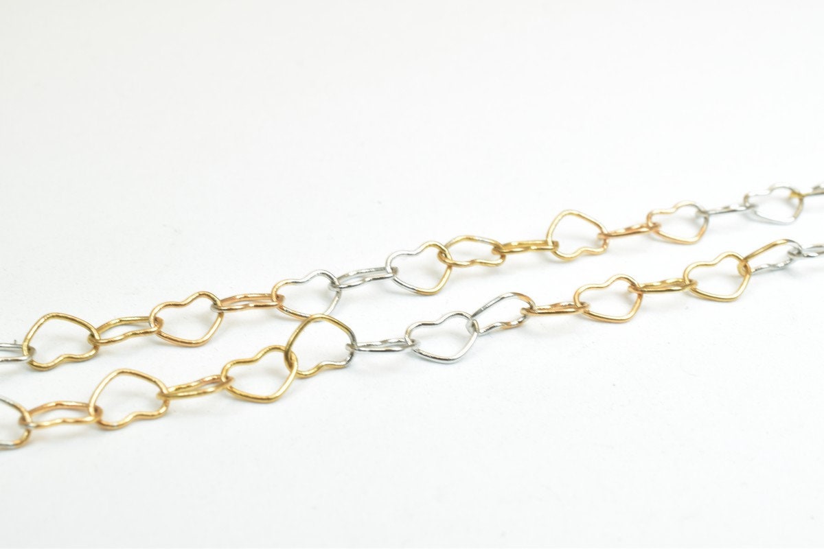 15.25" Inches Electro Plated Gold and Rhodium Plated Chain Heart Size 4.5x6mm Thickness 1mm For Jewelry Making EP1 jewelry...