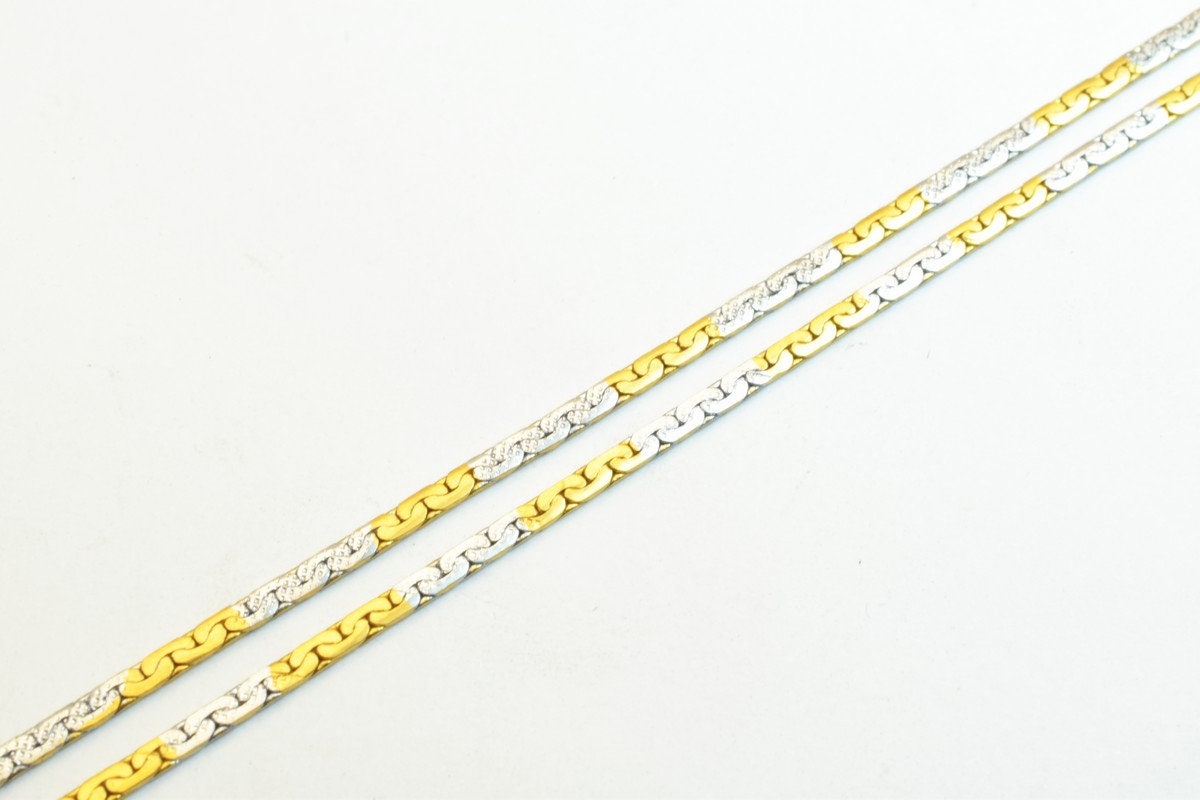17.50" Inches Electro Plated Gold and Rhodium Plated Chain Width Size 2mm Thickness 1mm For Jewelry Making EP8 jewelry mak...