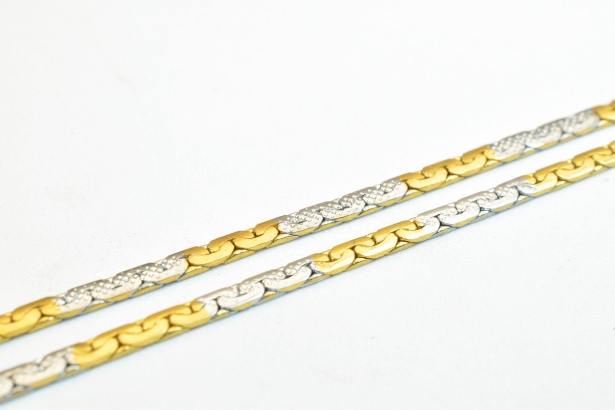 17.50" Inches Electro Plated Gold and Rhodium Plated Chain Width Size 2mm Thickness 1mm For Jewelry Making EP8 jewelry mak...