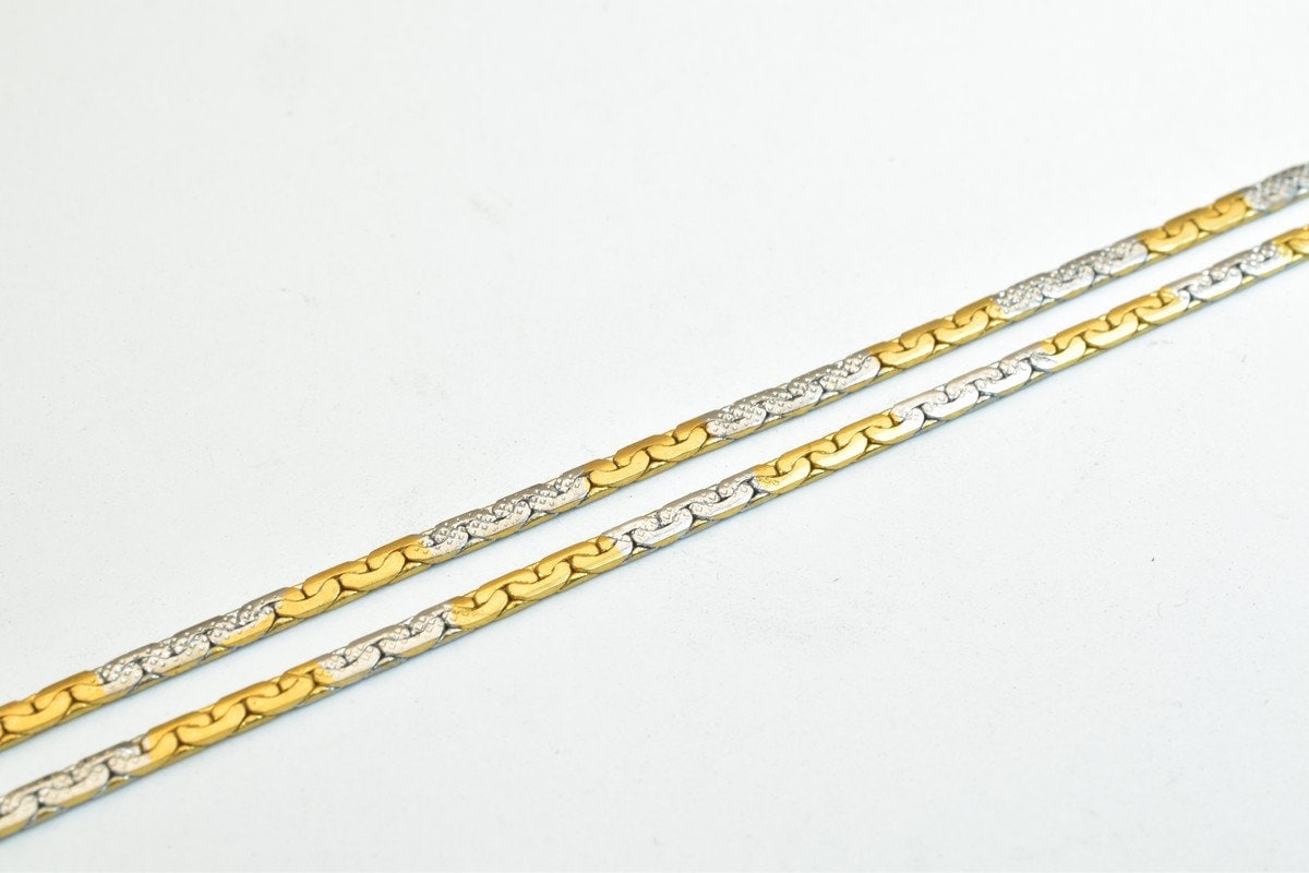 17.50" Inches Electro Plated Gold and Rhodium Plated Chain Width Size 2mm Thickness 1mm For Jewelry Making EP8 jewelry mak...