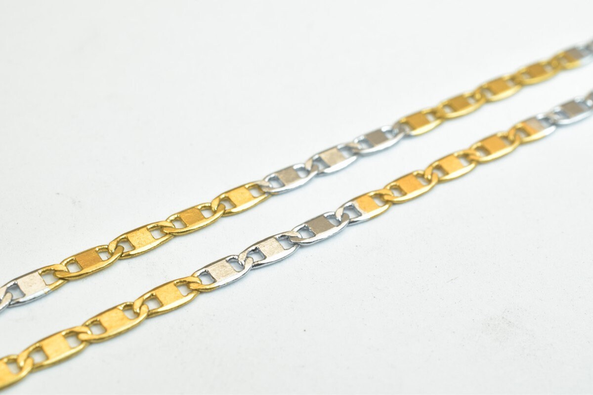 19" Inches Electro Plated Gold and Rhodium Plated Chain Width Size 2mm Thickness 0.5mm For Jewelry Making EP6 jewelry maki...