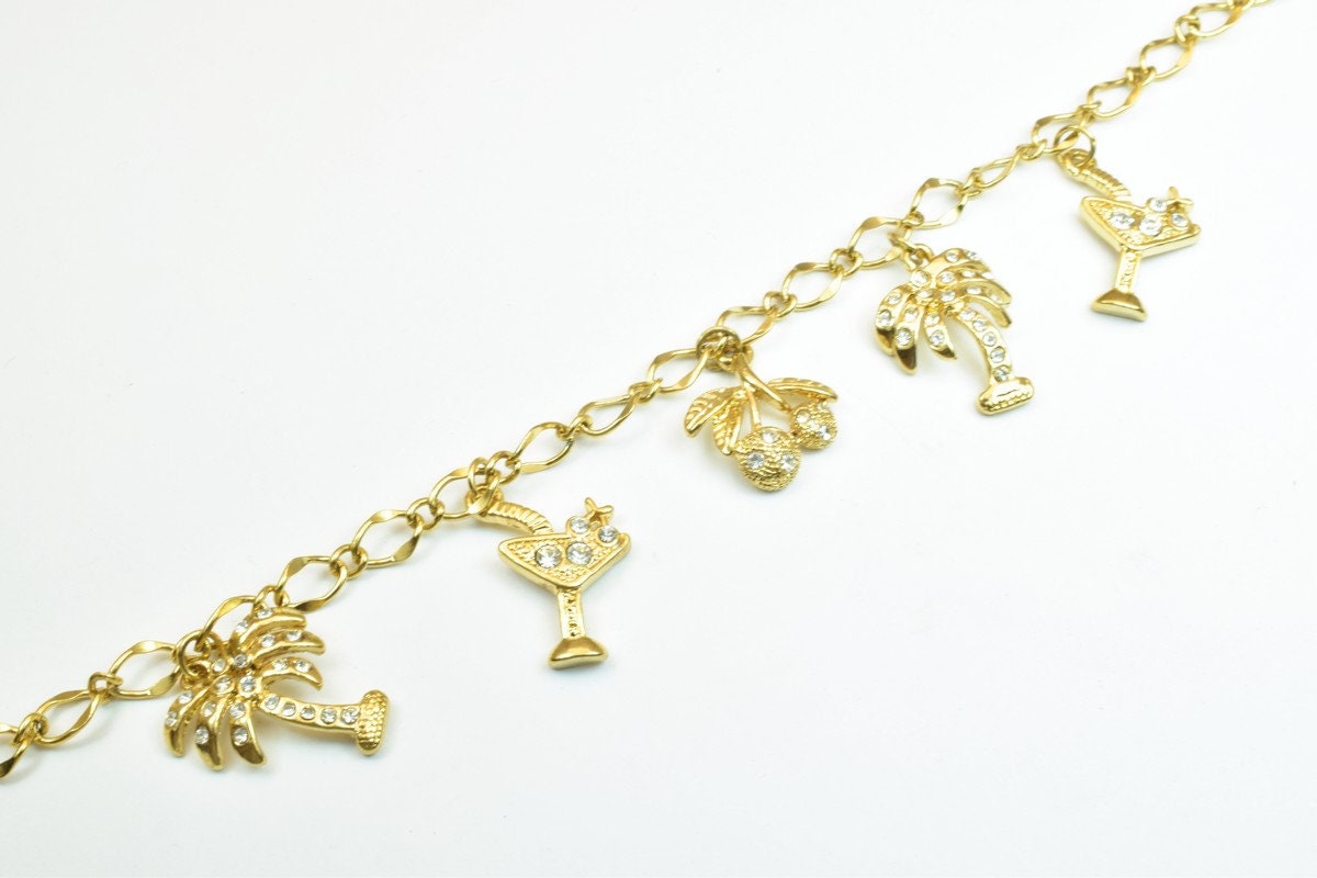 Gold Filled Chain 18K GF Size 7.75" Inches with 18K Charms with CZ Rhinestone Gold filled gold findings for gold filled je...