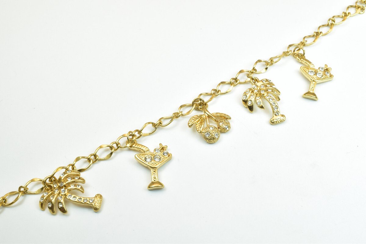 Gold Filled Chain 18K GF Size 7.75" Inches with 18K Charms with CZ Rhinestone Gold filled gold findings for gold filled je...