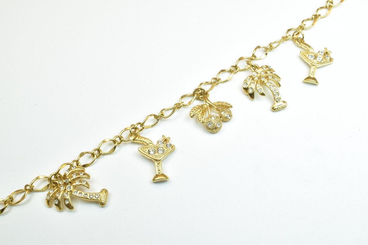 Gold Filled Chain 18K GF Size 7.75" Inches with 18K Charms with CZ Rhinestone Gold filled gold findings for gold filled je...