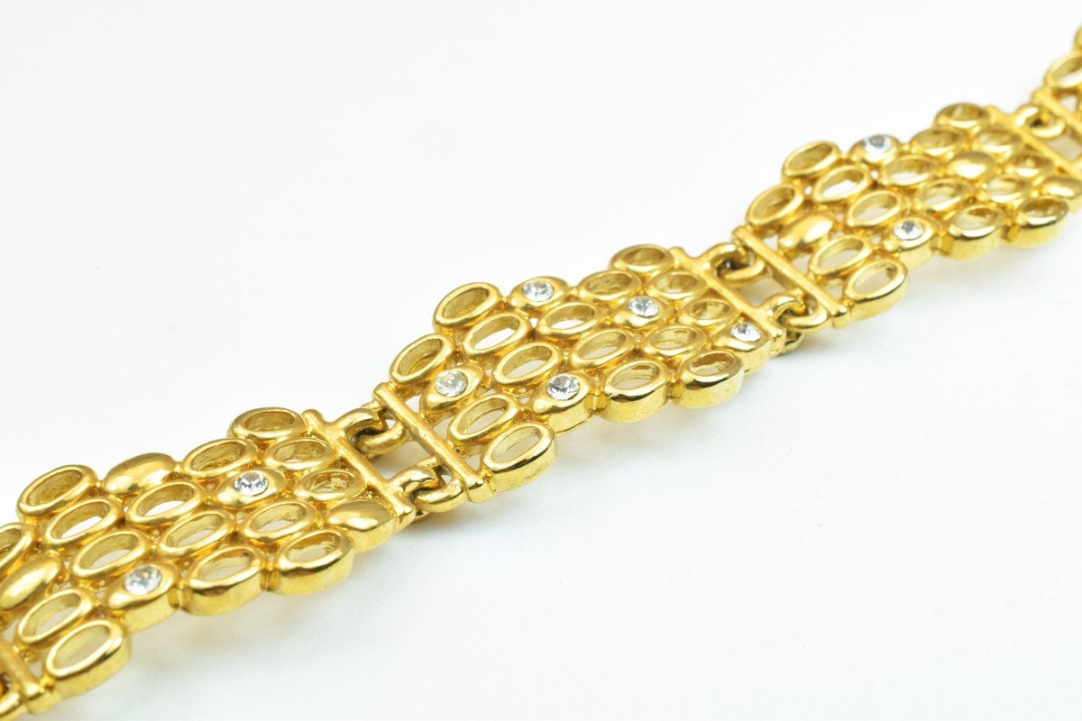 Gold Filled Chain 24K GF Size 6.75" Inches 16mm Width with Clear Cubic Zircon Rhinestone findings for gold filled jewelry...