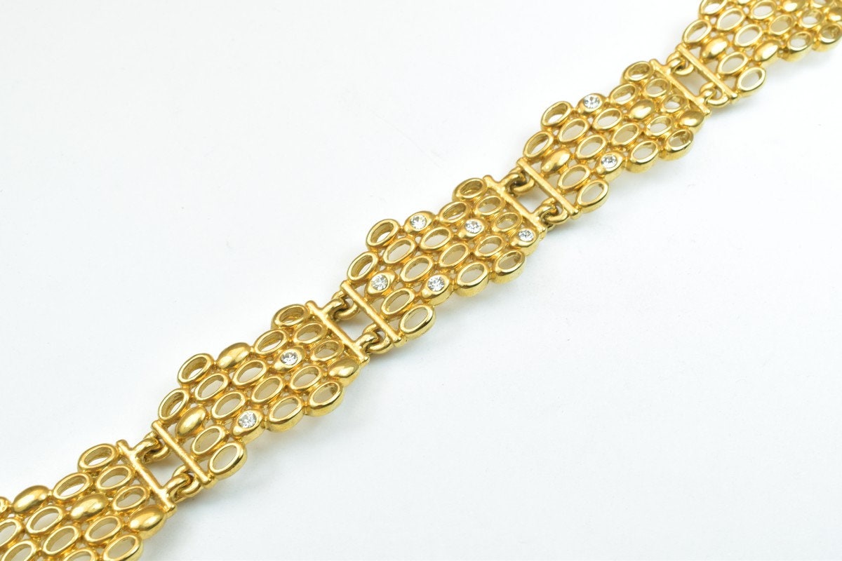 Gold Filled Chain 24K GF Size 6.75" Inches 16mm Width with Clear Cubic Zircon Rhinestone findings for gold filled jewelry...