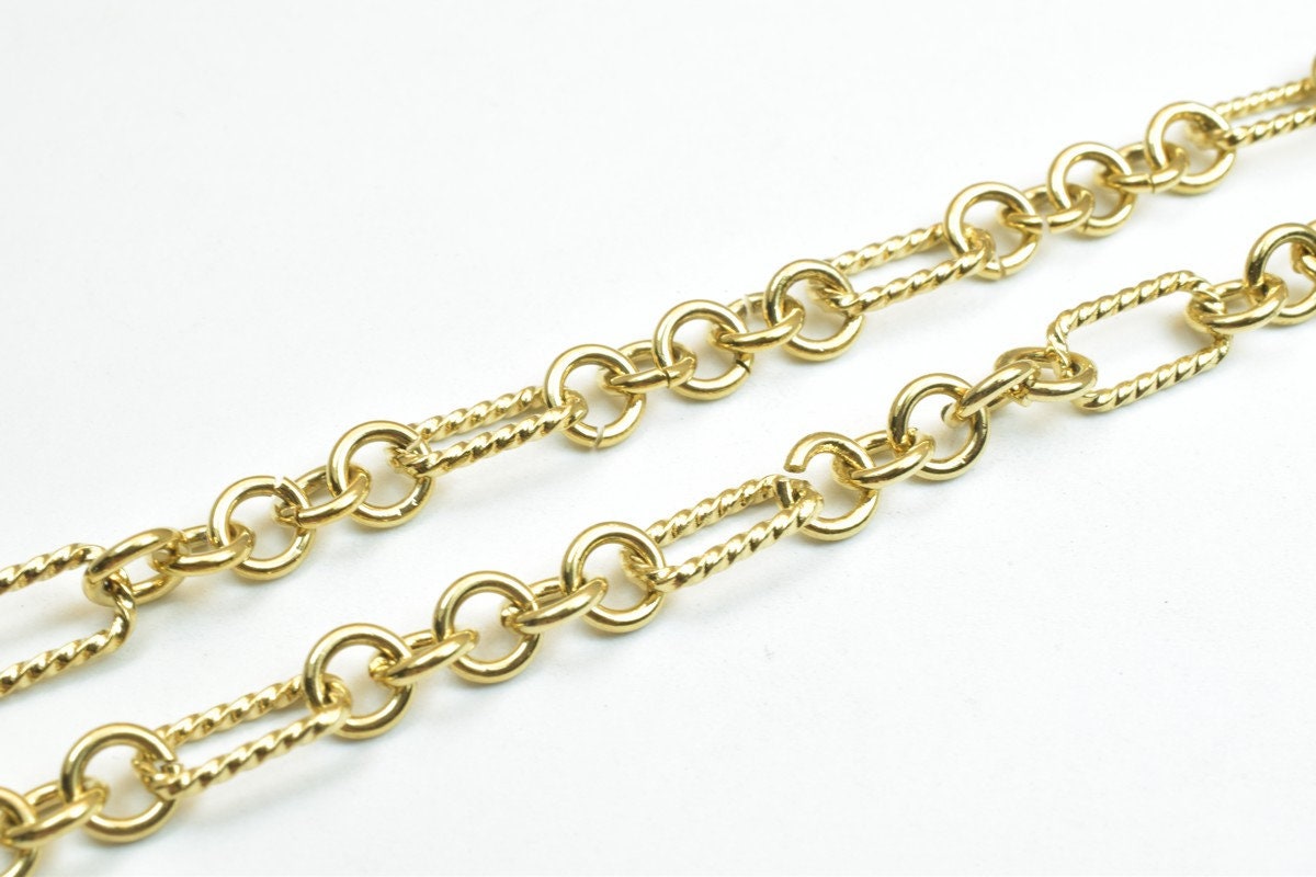 18K as Gold Filled* Chain 17.25" Inches Long 5mm width 1mm Thickness For Jewelry Making CG301 jewelry making supplies - de...