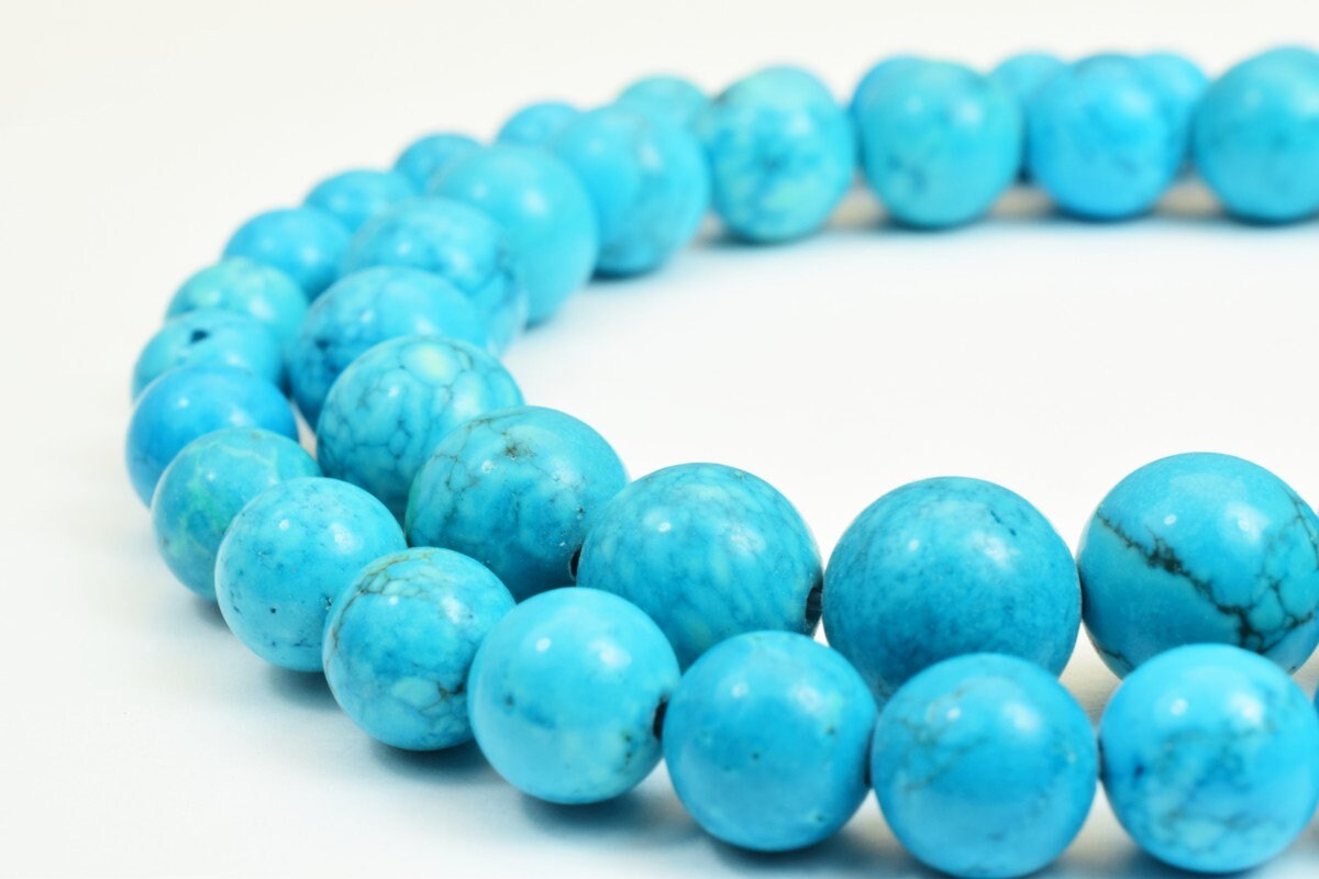 Synthetic Blue Turquoise Beads 8mm/10mm Round Turquoise Healing Stone Chakra Stones Jewelry Making jewelry making supplies...