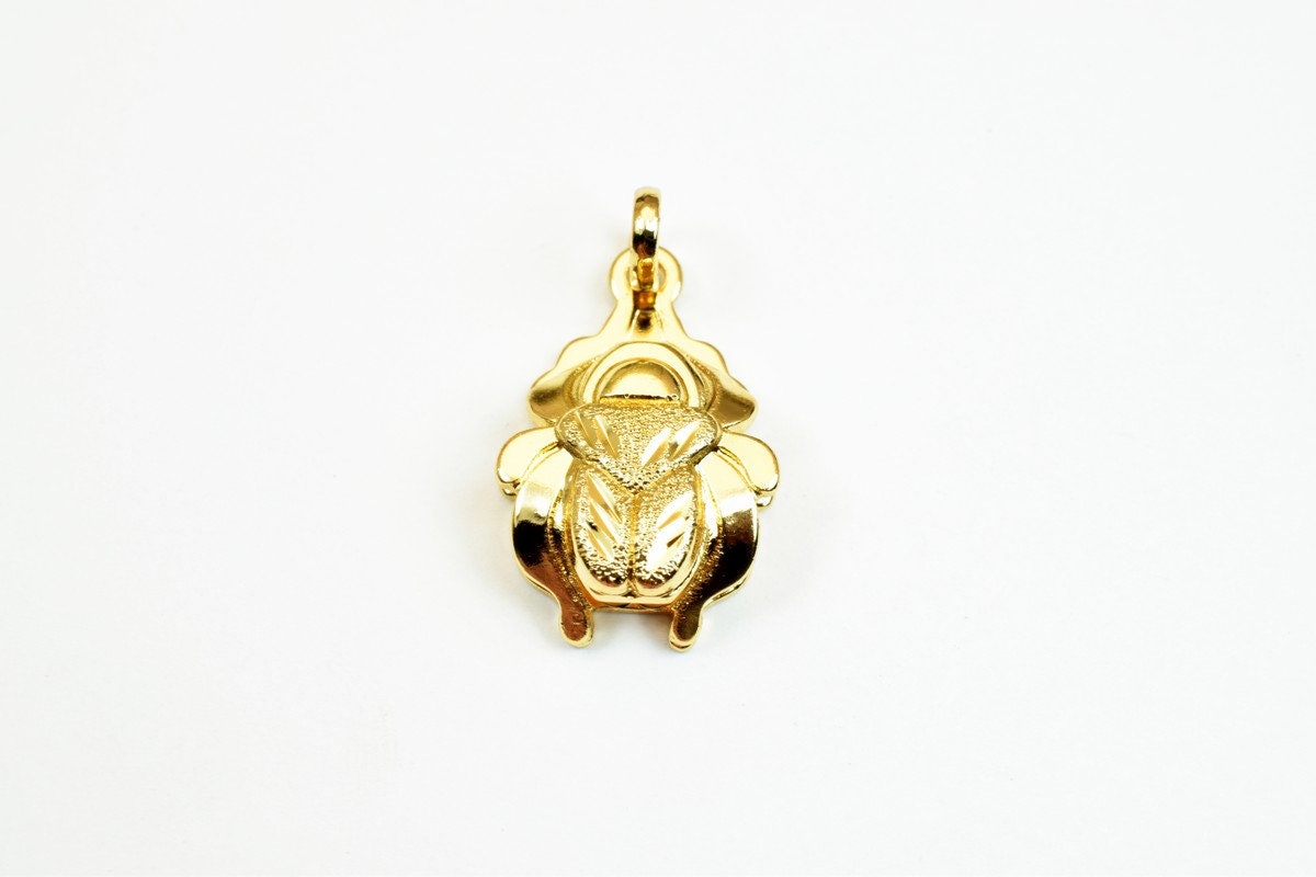 18K Gold Filled Ancient Egyptian Scarab Beetle Pendant Charm Gold Filled Pendant Gold Filled Pendants Wedding, Gift For Je...