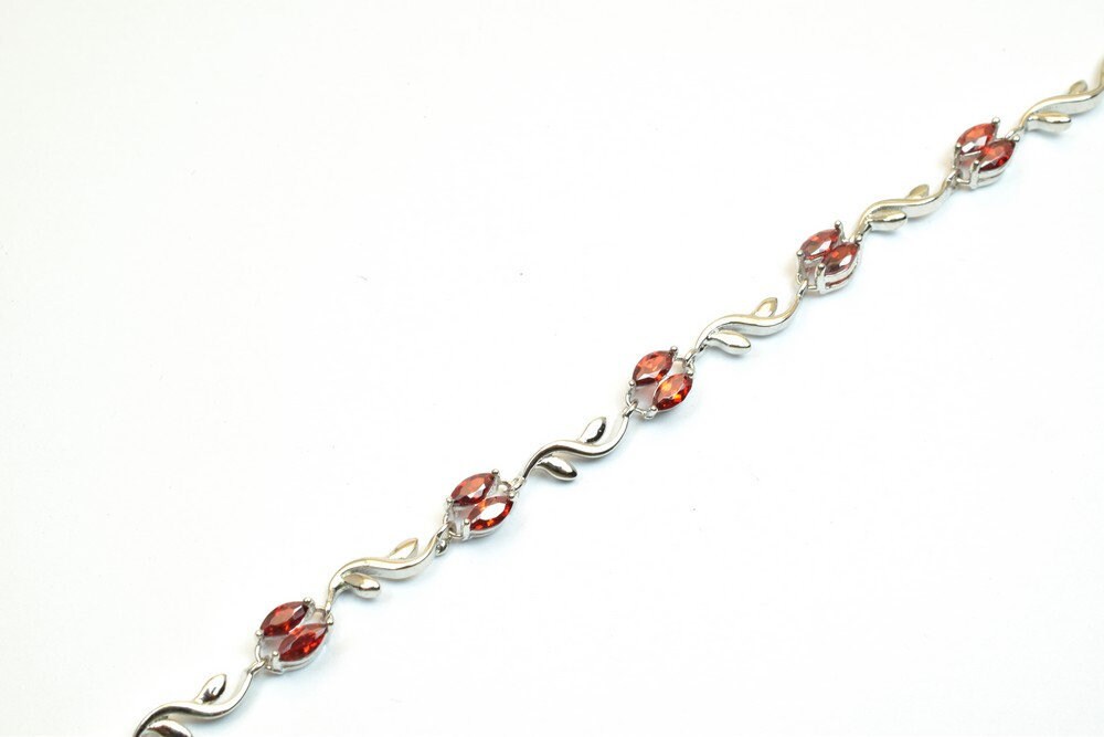 18K White as Gold Filled* Tennis Bracelet Rhodium Chain With Cubic Zirconia Size 6.80" Inches Bling Bling Jewelry Making I...