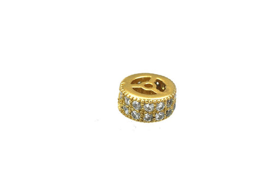 18K Gold Filled Alternative Micro Pave Beads: Sparkling Clear Cubic Zirconia (10mm, Hole 1.5mm, Craft Findings)