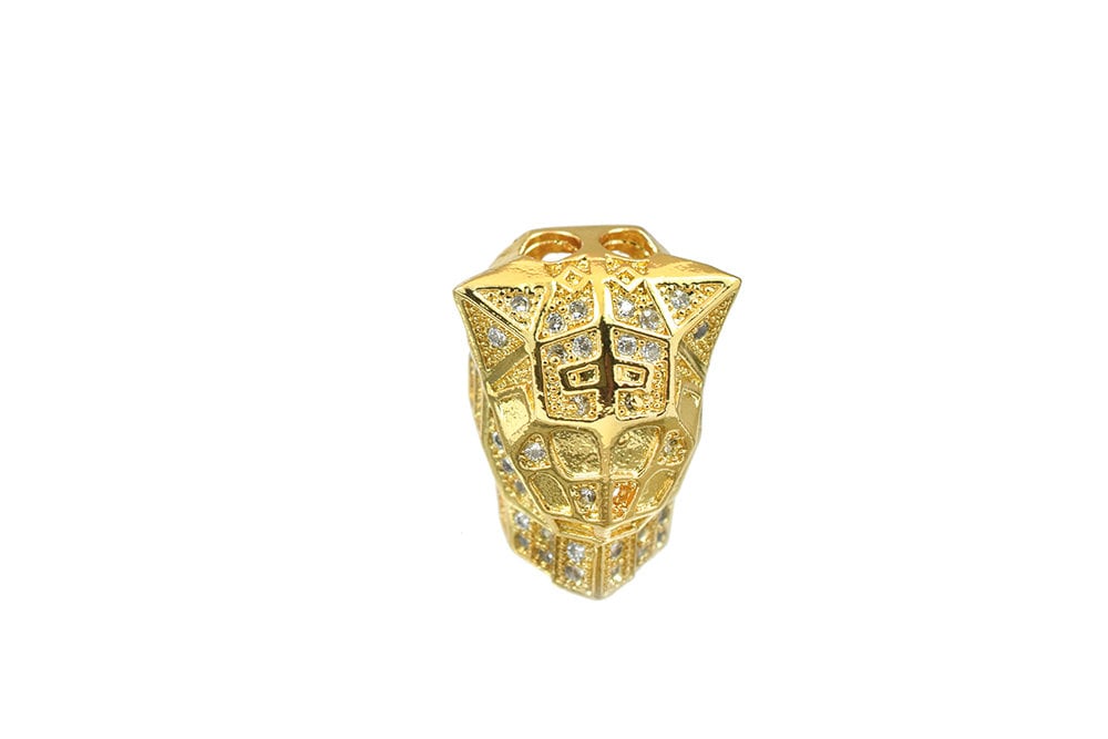 Micro Pave 18K Gold Filled Alternative Beads: Exotic Animal Motif - Clear CZ Rhinestones, Durable Gold Finish for Jewelry Crafting