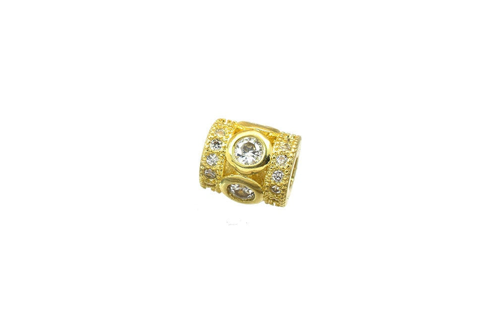 Tube 14k Gold Filled Look, EP Micro Pave Beads Zirconia jewelry making supplies - detail image 5