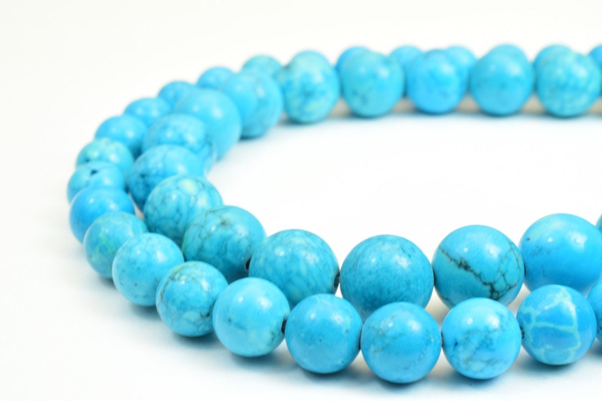 Synthetic Blue Turquoise Beads 8mm/10mm Round Turquoise Healing Stone Chakra Stones Jewelry Making jewelry making supplies