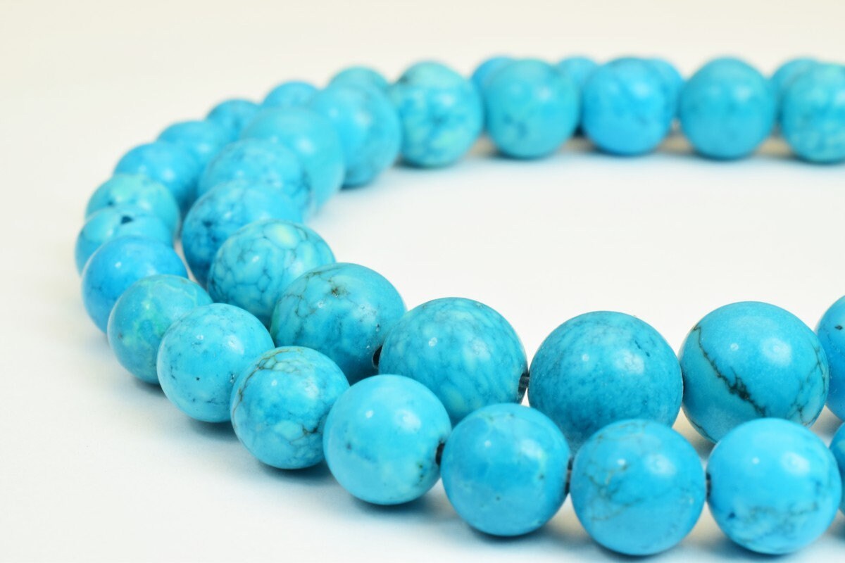 Synthetic Blue Turquoise Beads 8mm/10mm Round Turquoise Healing Stone Chakra Stones Jewelry Making jewelry making supplies...
