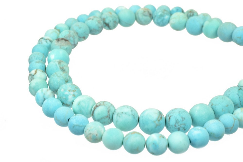 Turquoise Matte Gemstone Beads Size 6mm/8mm Round Beads For Jewelry Making jewelry making supplies - detail image 5
