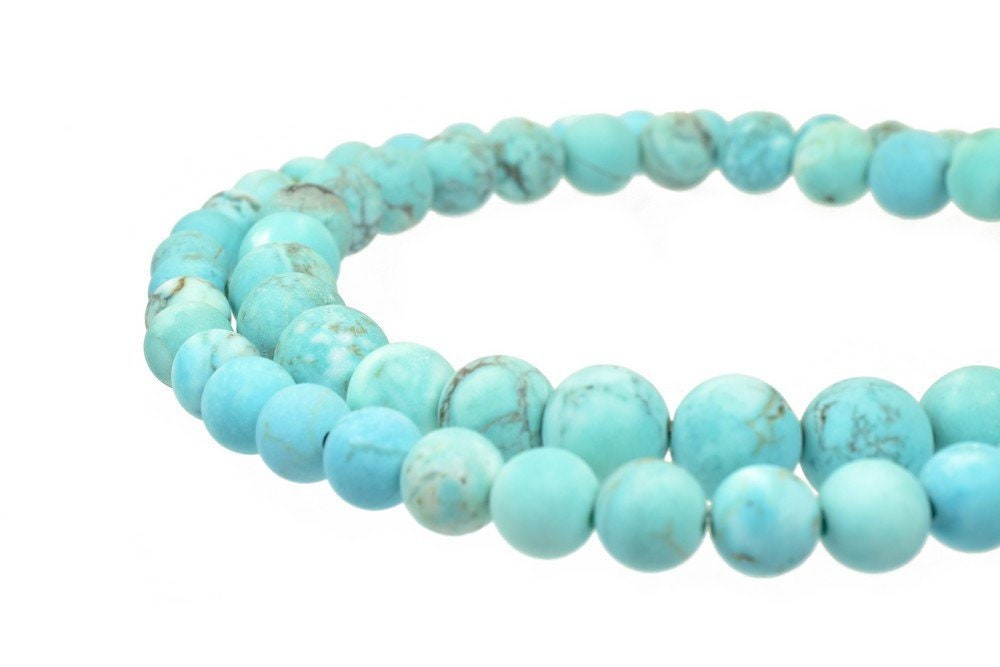 Turquoise Matte Gemstone Beads Size 6mm/8mm Round Beads For Jewelry Making jewelry making supplies