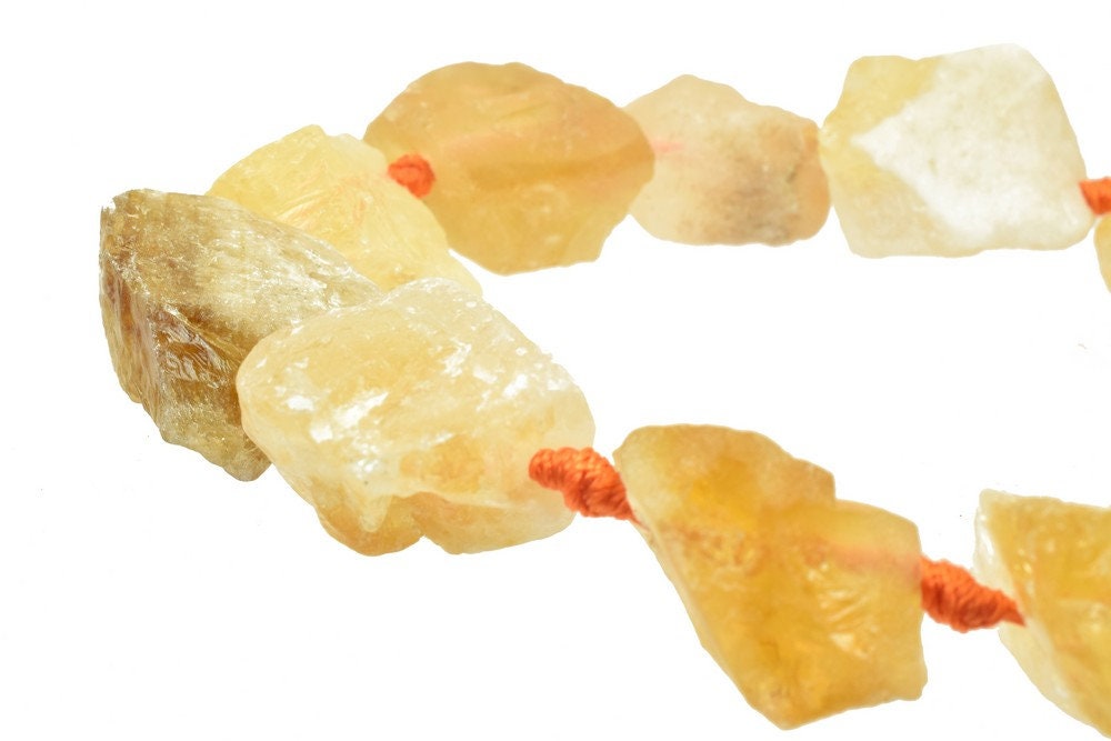 Raw Natural Citrine Gemstone Big Chunk Beads Gemstone Nugget Beads 15.5" Inches Strand Mixed Size For Jewelry Making Item#...