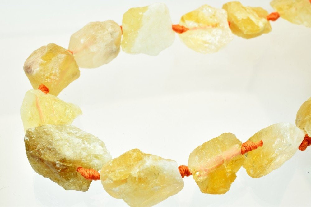 Raw Natural Citrine Gemstone Big Chunk Beads Gemstone Nugget Beads 15.5" Inches Strand Mixed Size For Jewelry Making Item#...