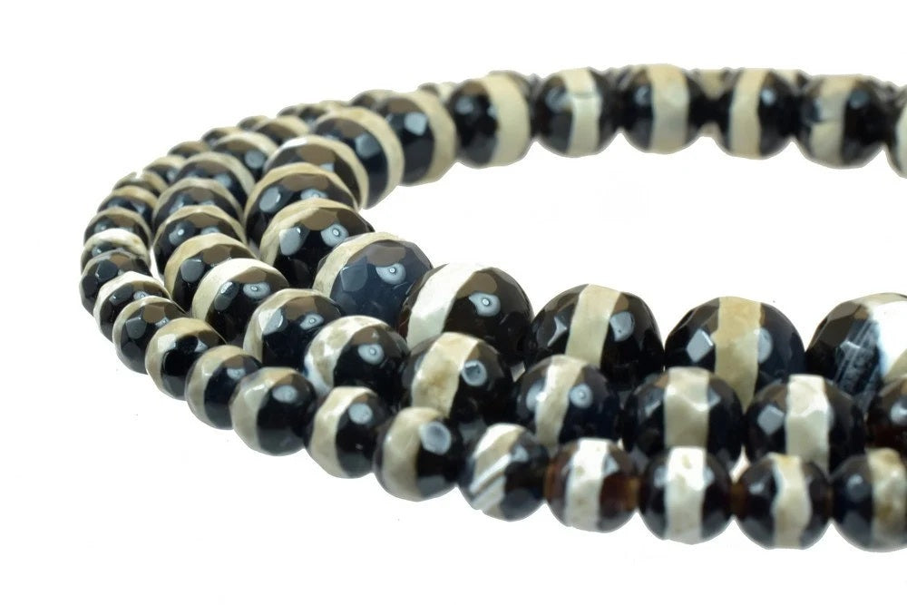 tibetan dzi agate gemstone round stone beads black and white size 6 mm 8 mm 10 mm natural love birthstone gemstone for jew...