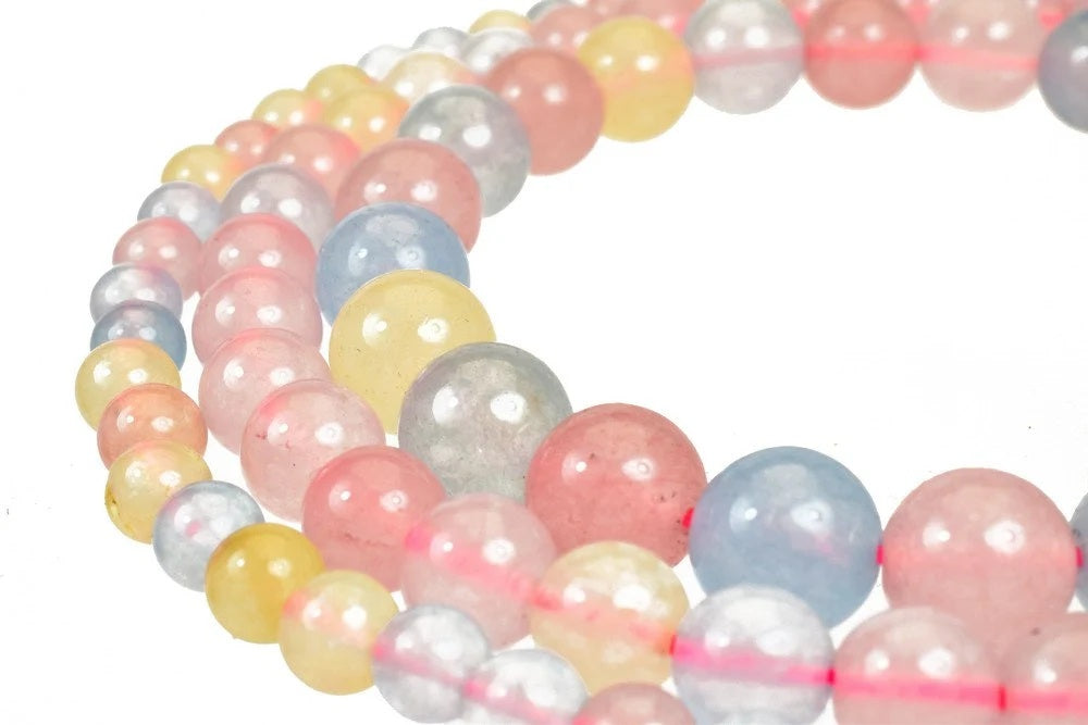multicolor morganite beryl mix gemstone round beads 6 mm 8 mm 10 mm natural stones beads natural healing stone chakra ston...