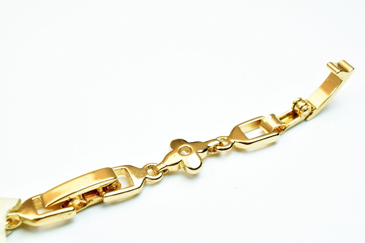 18KGF Gold Filled Chain With Cubic Zirconia Rhinestone Clear Stone Length 6.50" Inch 9mm Width finding for gold filled jew...