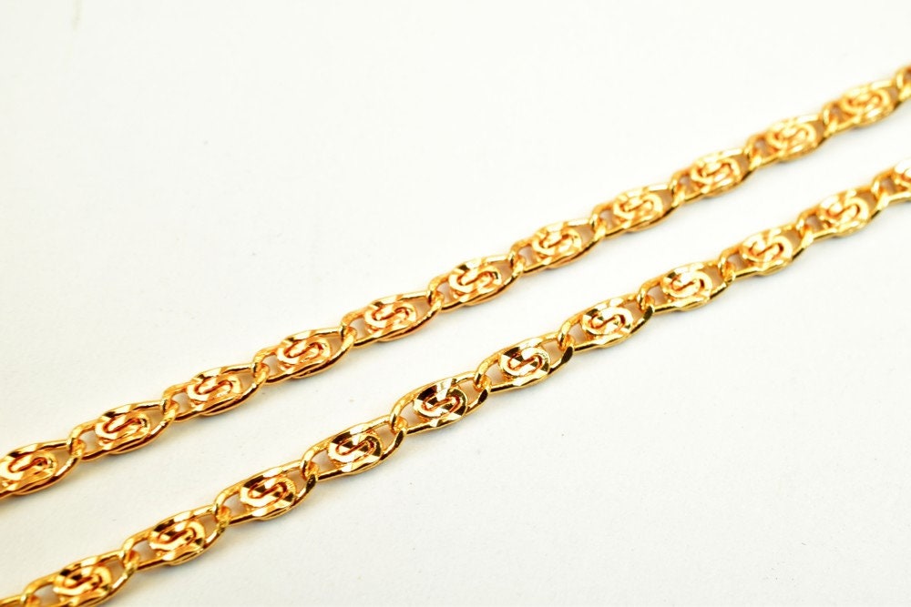 18K Pinky Gold Filled EP Chain Width 2mm Thickness 1mm Gold Filled finding for Gold Filled Jewelry Making Sold by Foot PGF...