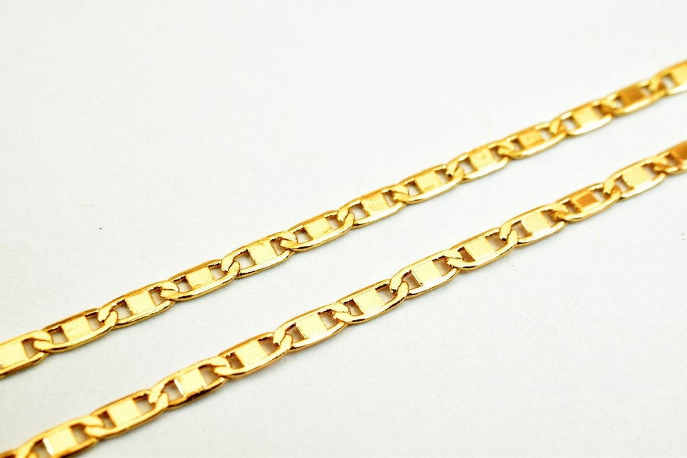 18K Pinky Gold Filled EP Chain Width 2mm Thickness 0.5mm Gold Filled finding for Gold Filled Jewelry Making Sold by Foot P...