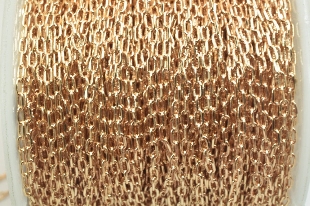 18K Pinky Gold Filled EP Chain Width 1.5mm Thickness 0.5mm Gold Filled finding for Gold Filled Jewelry Making Sold by Foot...