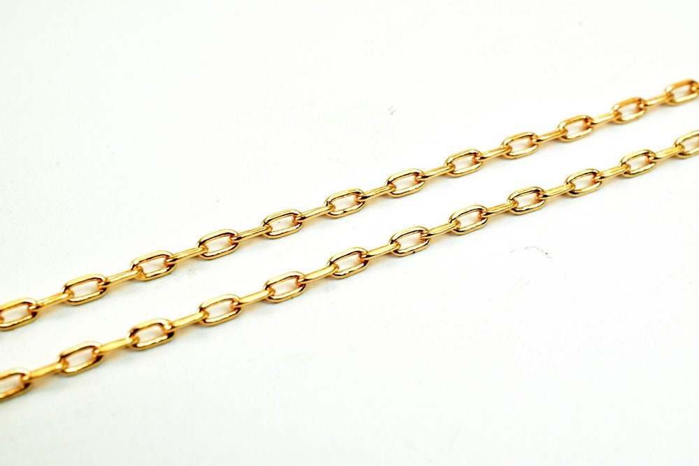 18K Pinky Gold Filled EP Chain Width 1.5mm Thickness 0.5mm Gold Filled finding for Gold Filled Jewelry Making Sold by Foot...