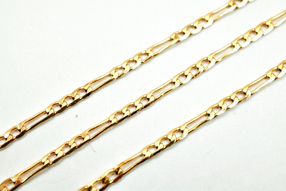 18K Pinky Gold Filled EP Chain Figaro Chain Width 2mm Thickness 0.5mm Gold Filled finding for Gold Filled Jewelry Making S...
