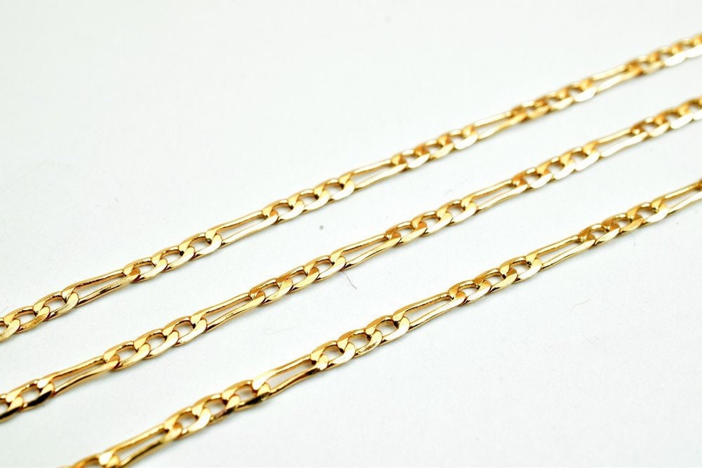 18K Pinky Gold Filled EP Chain Figaro Chain Width 2mm Thickness 0.5mm Gold Filled finding for Gold Filled Jewelry Making S...