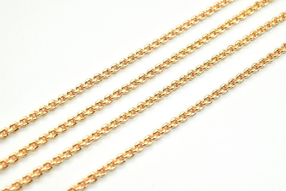 18K Pinky Gold Filled Look, EP Chain Width 2mm Thickness 1mm Sold by Foot   PGF07 jewelry making supplies - detail image 6