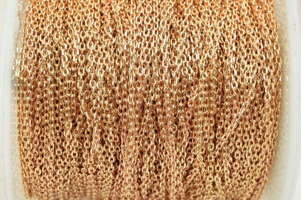 18K Pinky Gold Filled EP Chain Cable Link Chain Width 1mm Thickness 0.5mm Gold Filled findings for Jewelry Making Sold by...