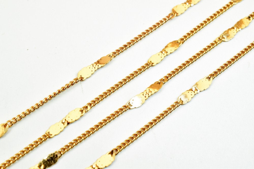 18K Pinky Gold Filled EP Chain Width 2.25mm Thickness 1mm Gold Filled findings for Gold Filled Jewelry Making Sold by Foot...