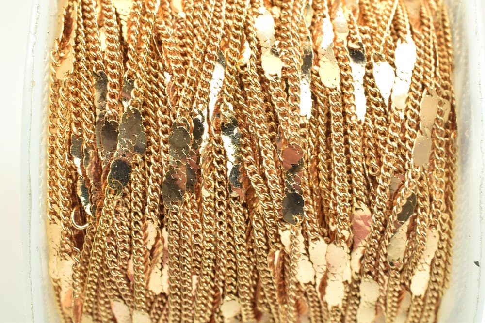 18K Pinky Gold Filled EP Chain Width 2.25mm Thickness 1mm Gold Filled findings for Gold Filled Jewelry Making Sold by Foot...
