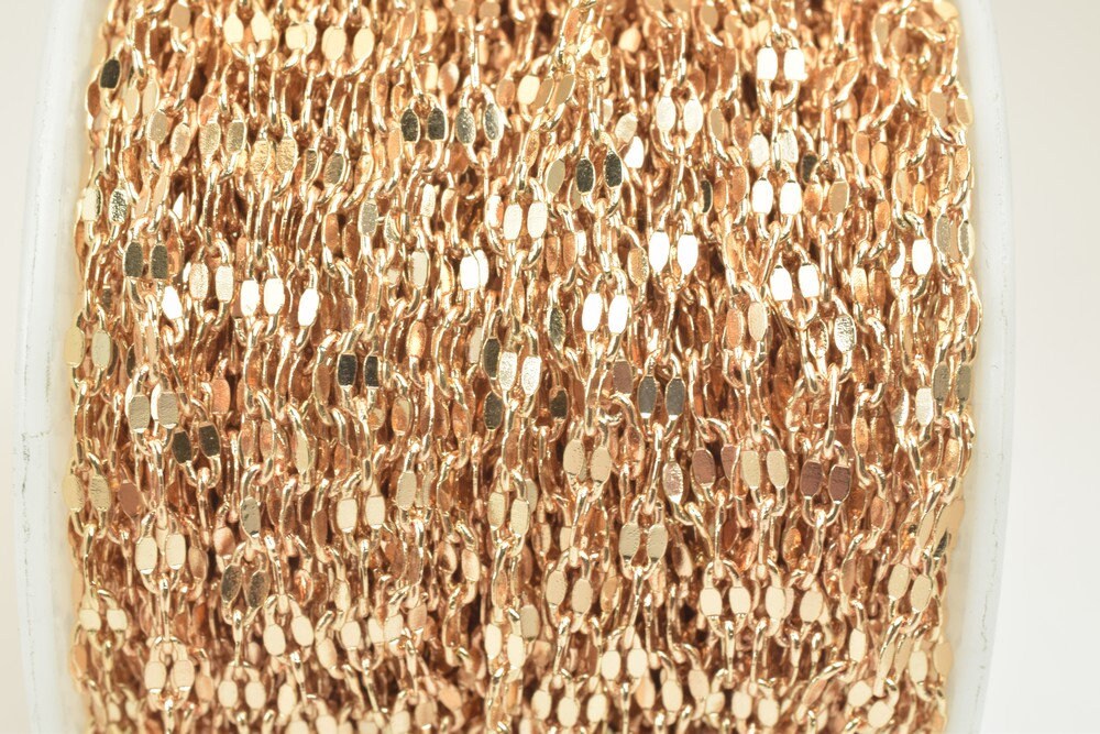 18K Pinky Gold Filled EP Chain Width 3mm Thickness 0.5mm Gold Filled findings for Gold Filled Jewelry Making Sold by Foot...