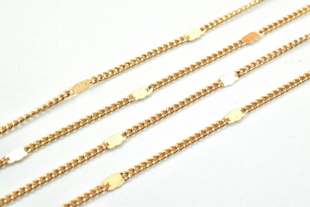 18K Pinky Gold Filled EP Cuban Link Chain/Scroll Chain Width 2mm Thickness 1mm Findings for Gold Filled Jewelry Making Sol...