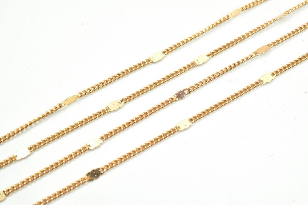18K Pinky Gold Filled EP Cuban Link Chain/Scroll Chain Width 2mm Thickness 1mm Findings for Gold Filled Jewelry Making Sol...