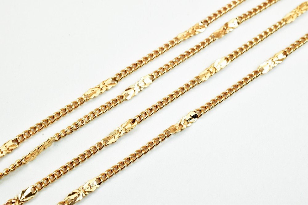 18K Pinky Gold Filled EP Chain Width 2mm Thickness 1mm Gold Filled findings for Gold Filled Jewelry Making Sold by Foot PG...