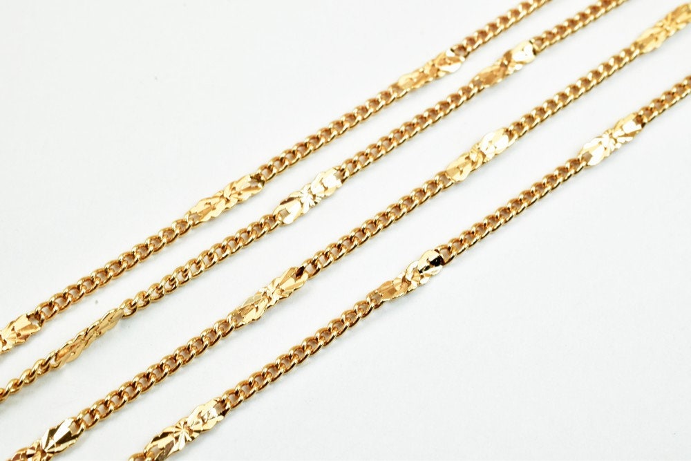 18K Pinky Gold Filled EP Chain Width 2mm Thickness 1mm Gold Filled findings for Gold Filled Jewelry Making Sold by Foot PG...